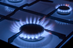 Gas flames on a kitchen hob