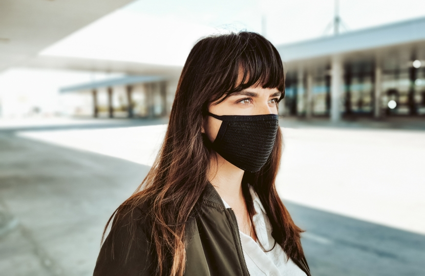 Young woman wearing face mask