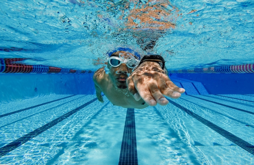 Swimmer underwated in pool