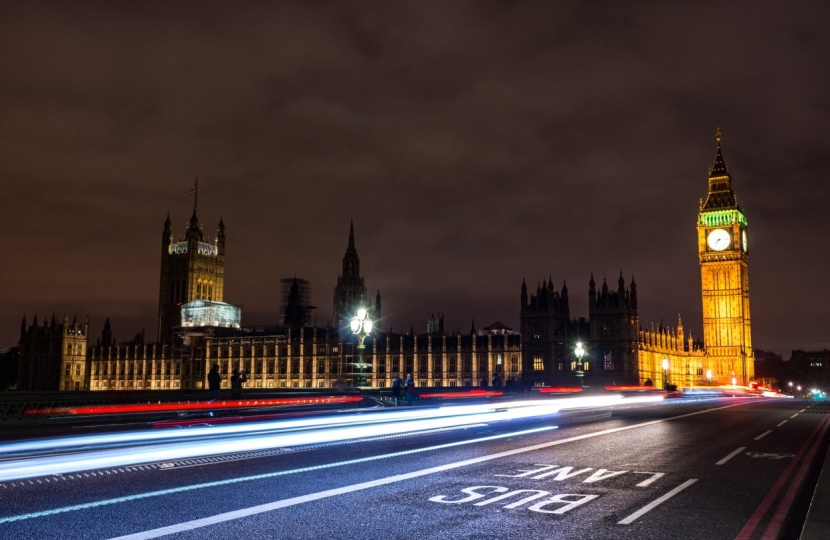 House of Parliament in London at night time