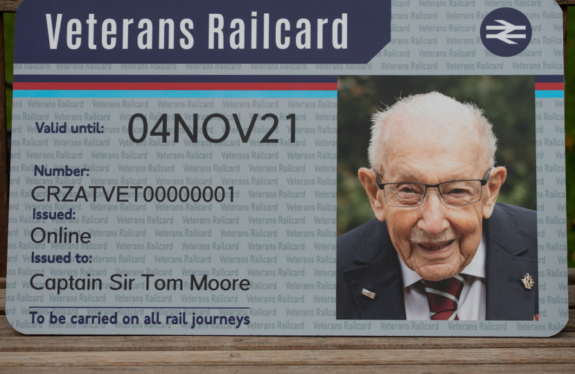 Veteran's Railcard showing Sir Tom Moore