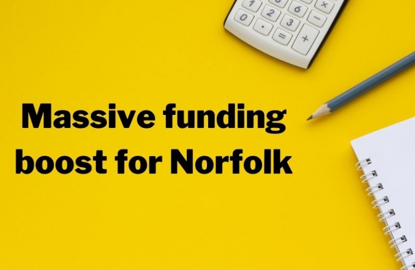 Calculator and notepad with headline massive funding boost for Norfolk