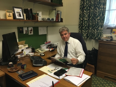 Brandon Lewis in his House of Commons office