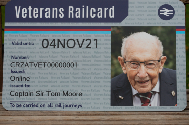 Veteran's Railcard showing Sir Tom Moore