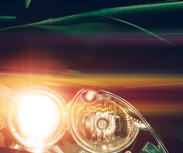 Close up of car headlight