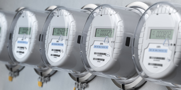 Row of smart electricy meters